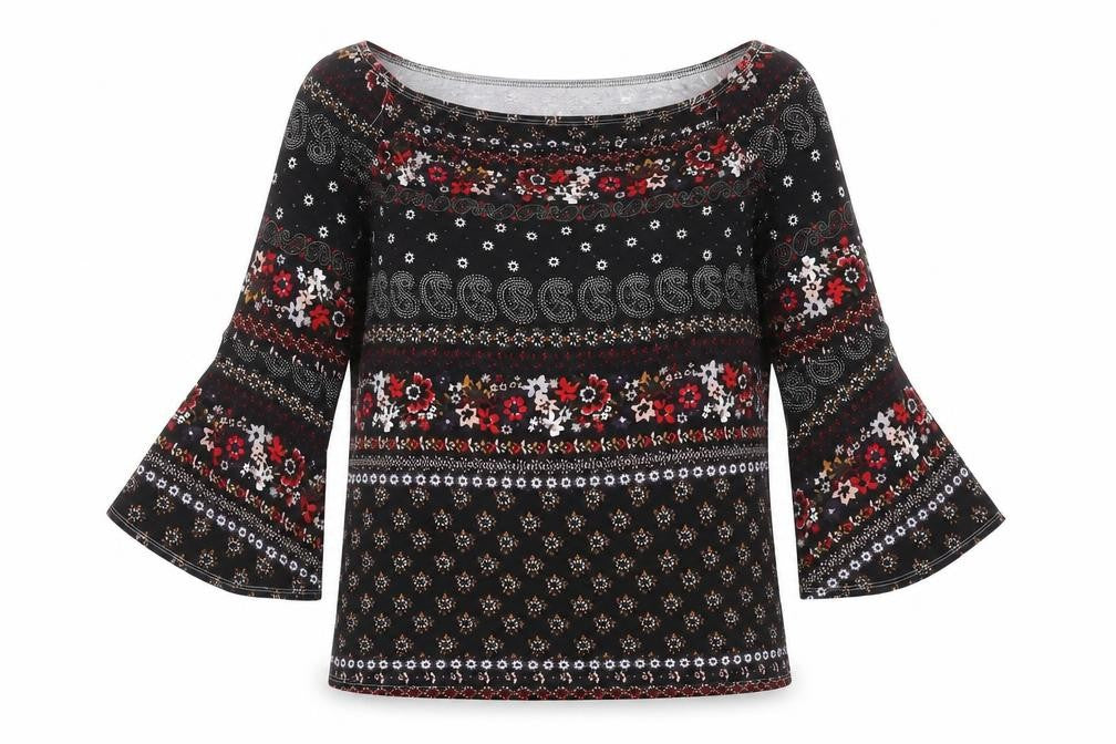George Womens Black Floral  Basic Blouse Size 8