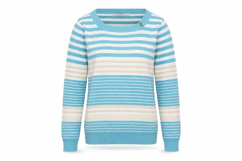 EWM Womens White Striped  Pullover Jumper Size S