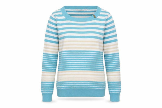 EWM Womens White Striped  Pullover Jumper Size S