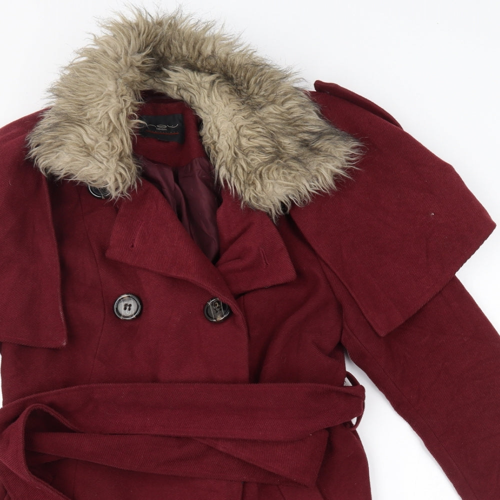 New Look Womens Red   Overcoat Coat Size 12