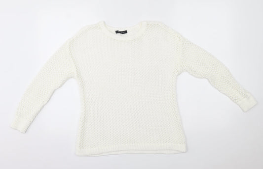 Peacocks Womens White   Pullover Jumper Size S