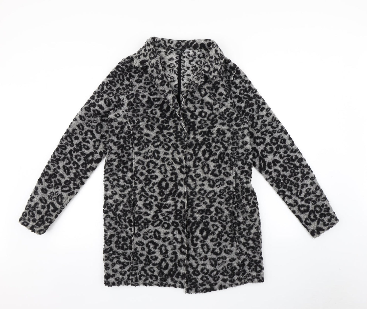 NEXT Womens Grey Animal Print  Overcoat Coat Size 10