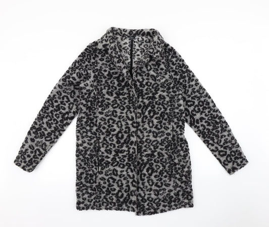 NEXT Womens Grey Animal Print  Overcoat Coat Size 10