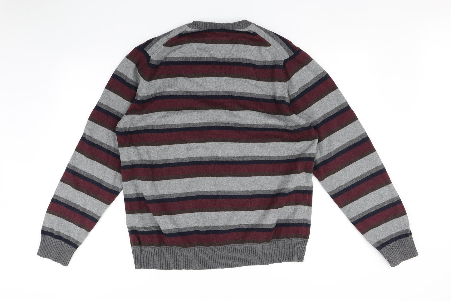 Cotton Mens Multicoloured Striped  Pullover Jumper Size L