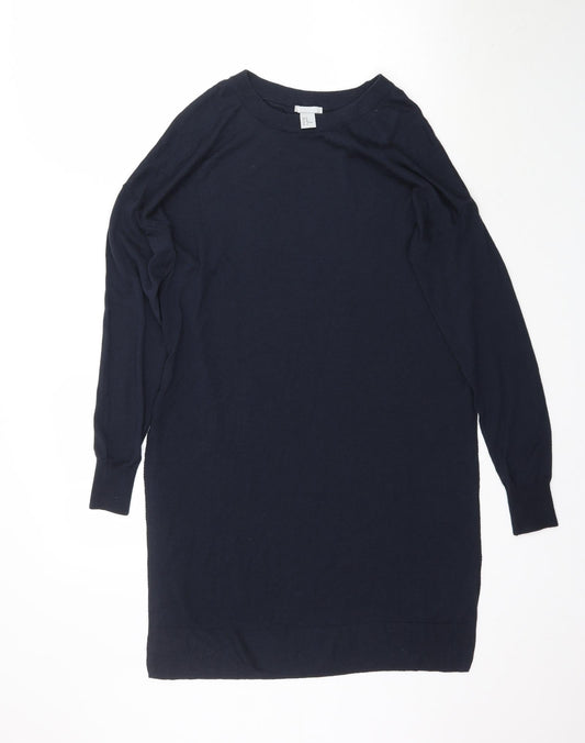H&M Womens Blue  Knit Pullover Jumper Size M  - slit sides