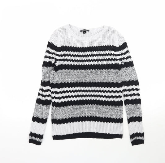 Topshop Womens Grey Striped Knit Pullover Jumper Size 6