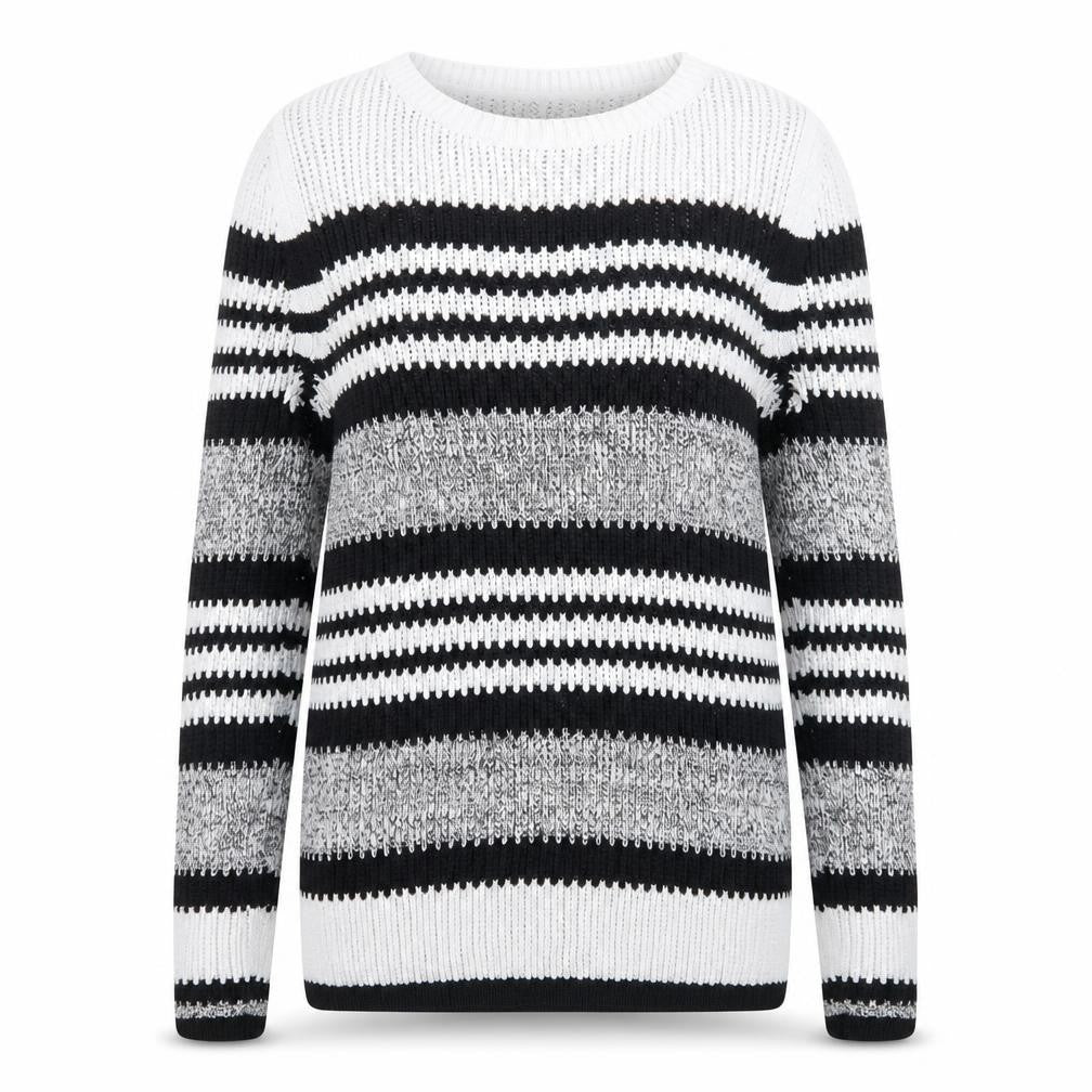 Topshop Womens Grey Striped Knit Pullover Jumper Size 6