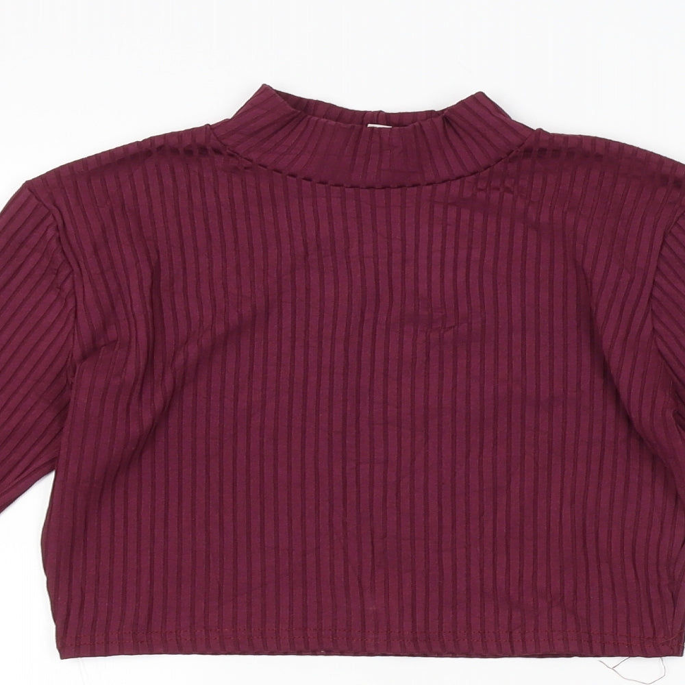 MISGUIDED Womens Purple Striped  Basic Blouse Size 8