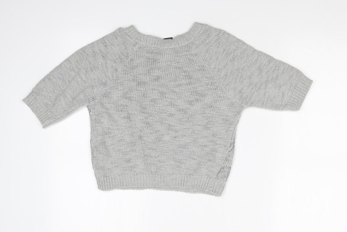 Dreams Womens Grey Striped  Basic T-Shirt Size 10