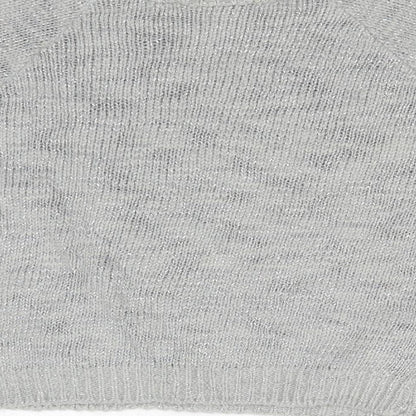 Dreams Womens Grey Striped  Basic T-Shirt Size 10