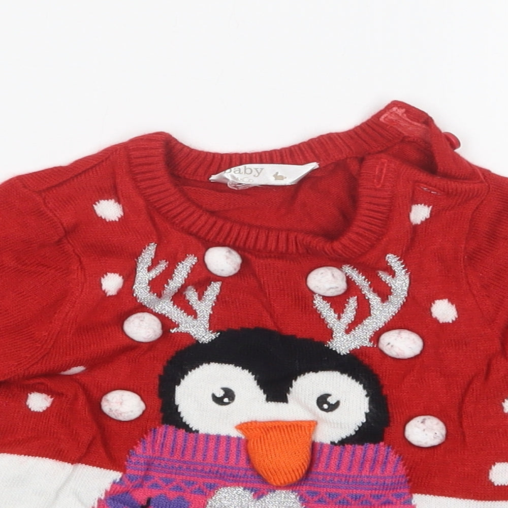 M&Co Baby Red   Pullover Jumper Size 6-9 Months  - CHRISTMAS