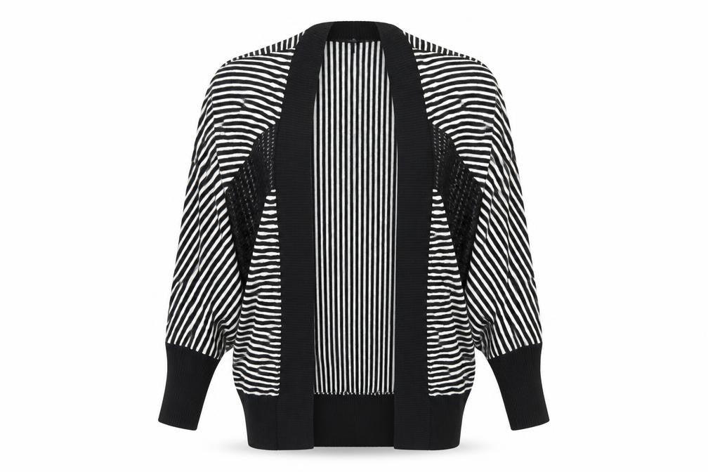 River Island Womens Black Striped  Cardigan Jumper Size 6