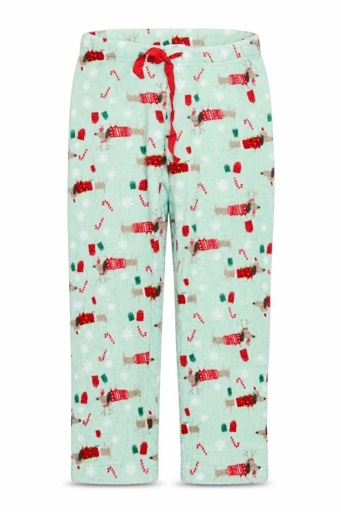 Nightfox Womens Blue   Trousers  Size M L26 in - Christmas Sausage Dog Pyjama Pants