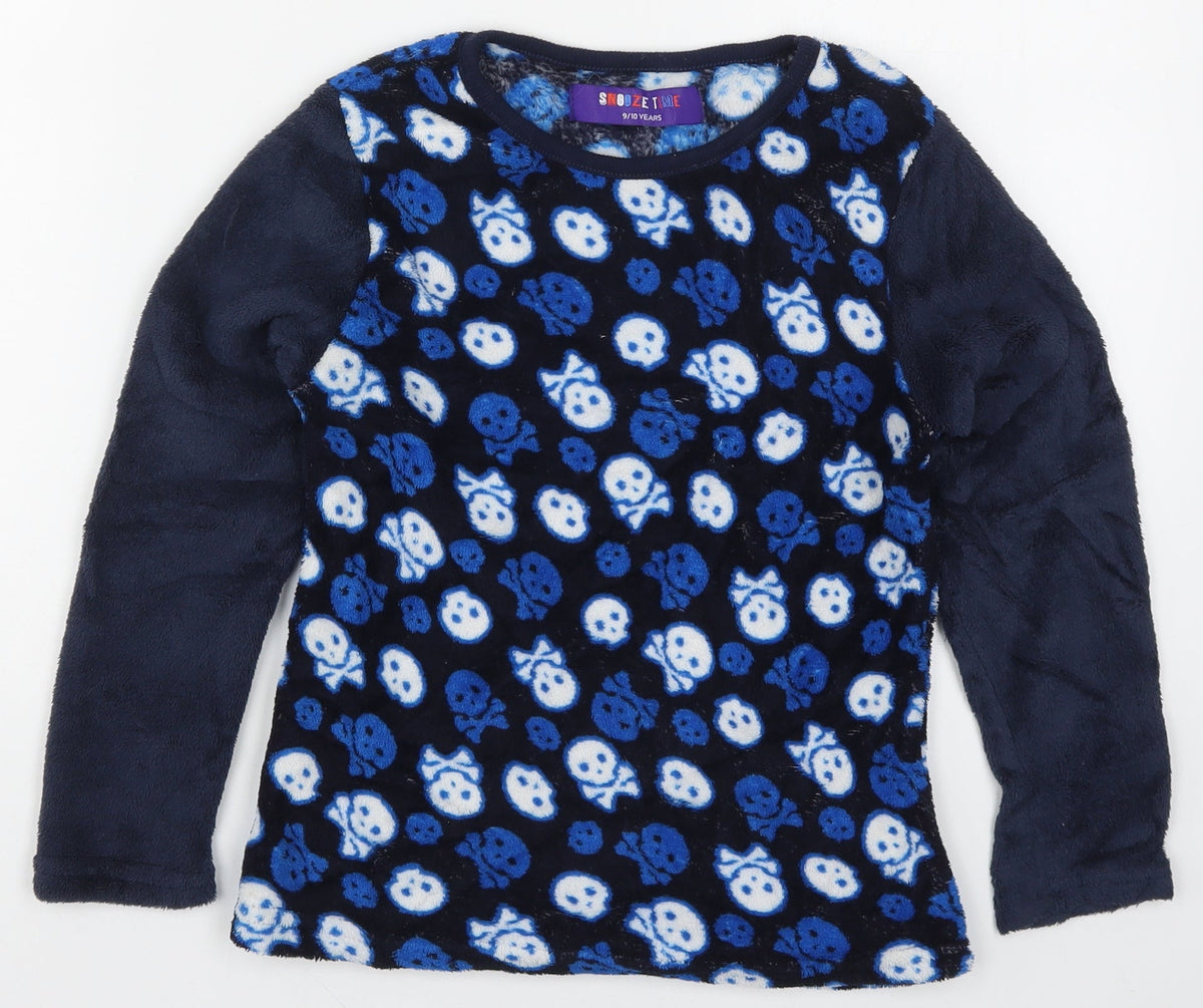 Snooze Time Boys Blue Solid   Pyjama Top Size 9-10 Years  - Skulls
