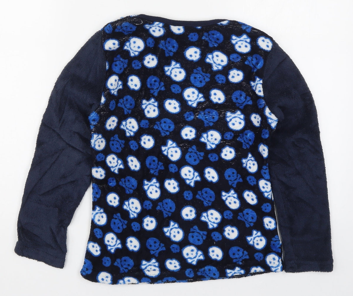 Snooze Time Boys Blue Solid   Pyjama Top Size 9-10 Years  - Skulls