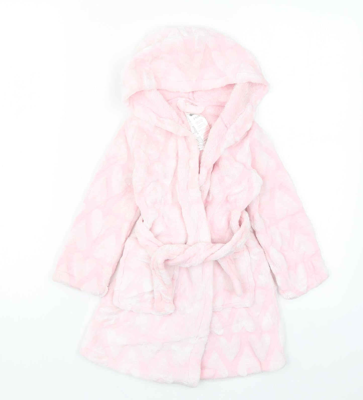 Peacocks Girls Pink Solid  Kimono Robe Size 2-3 Years  - Love Hearts