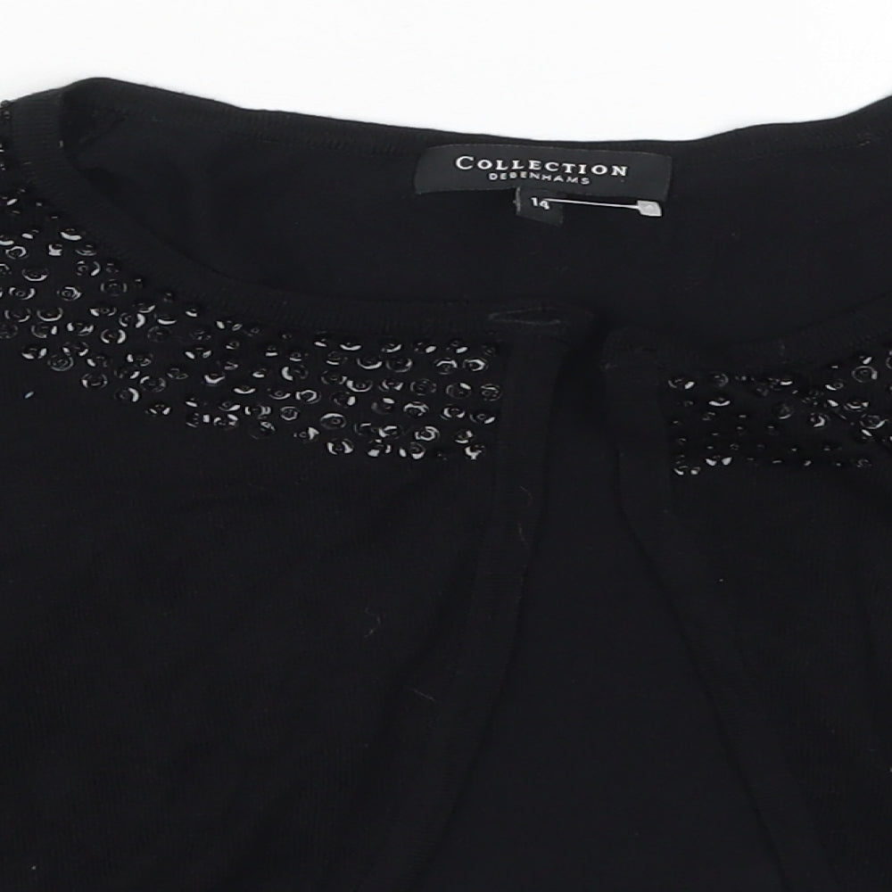 Debenams Womens Black  Knit Cardigan Jumper Size 14