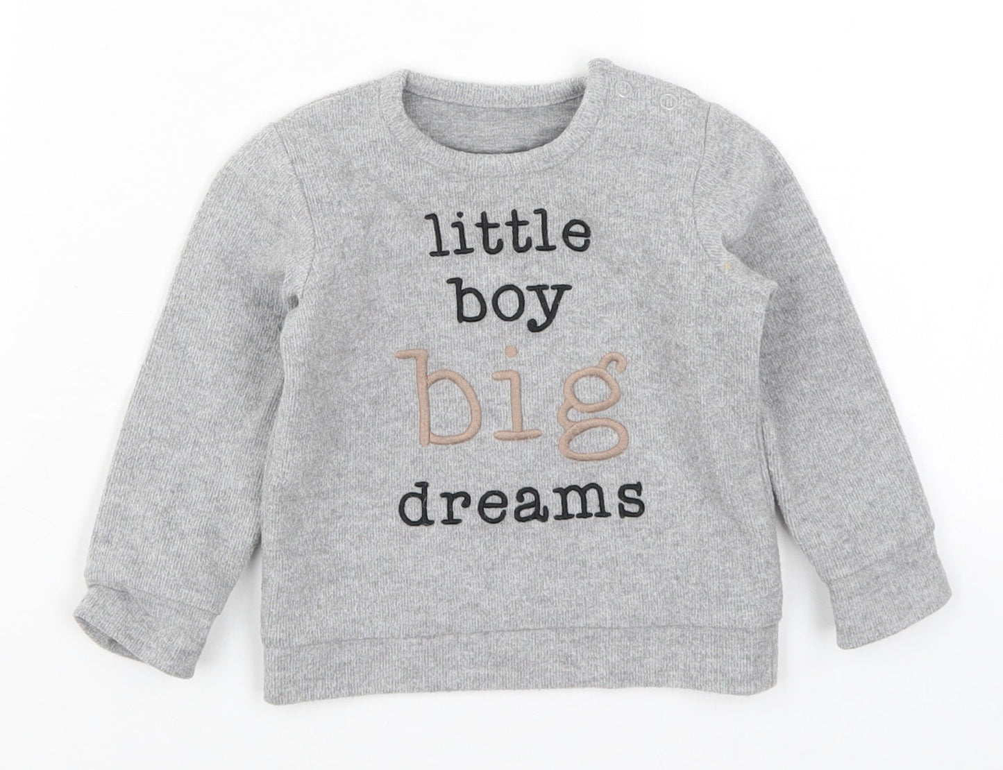 George Boys Grey   Basic T-Shirt Size 9-12 Months  - Little Boy Big Dreams