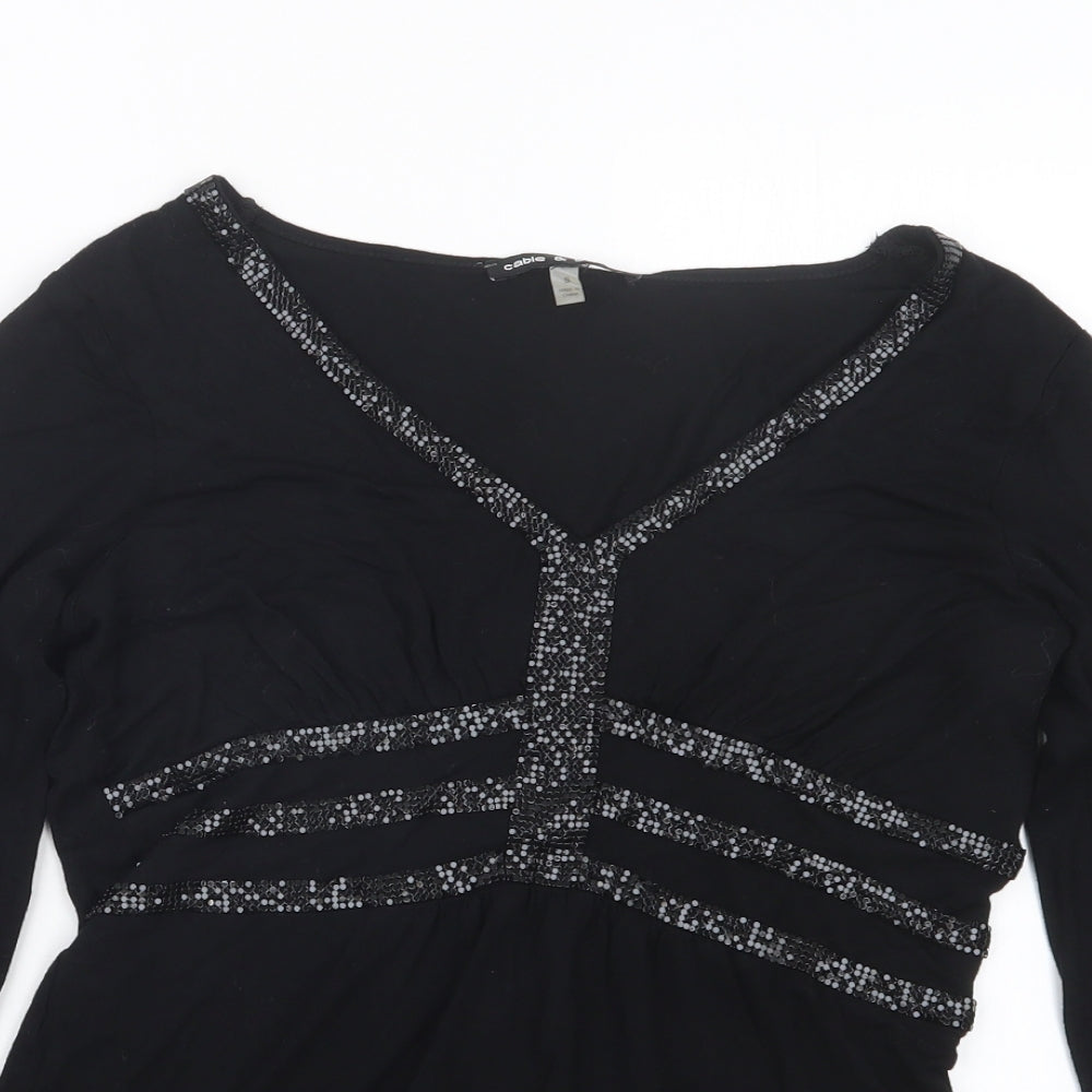Cable & Gauge Womens Black   Basic T-Shirt Size S
