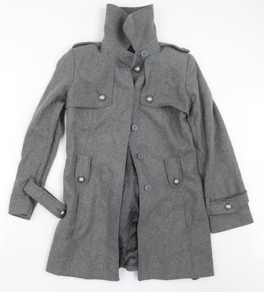 Oasis Womens Grey   Pea Coat Coat Size 8