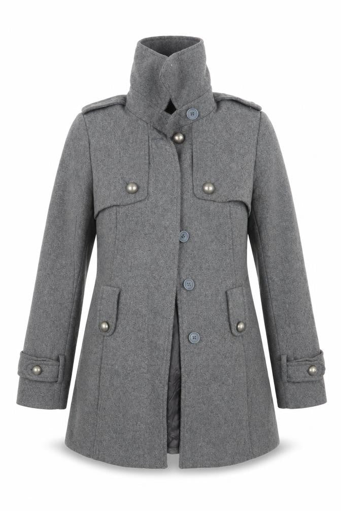 Oasis Womens Grey   Pea Coat Coat Size 8