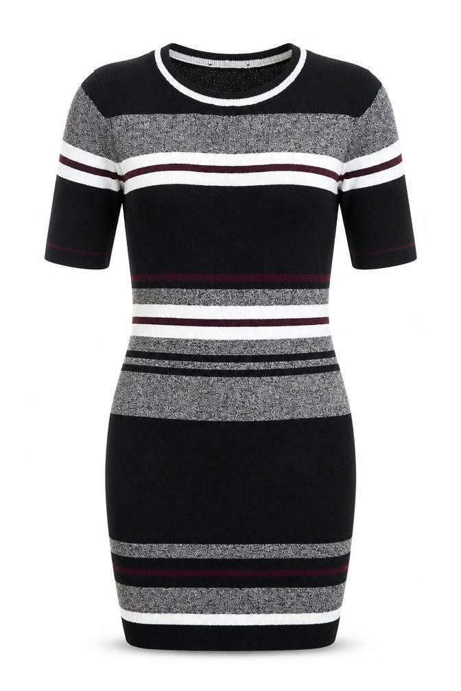 New Look Womens Black Striped  Pullover Jumper Size 8  - Long