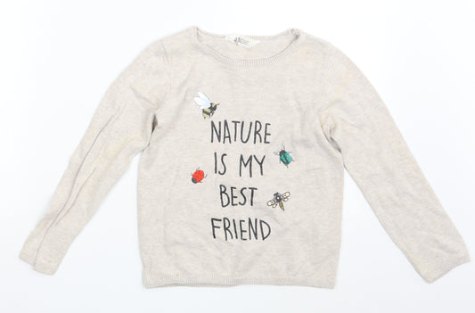 H&M Girls Beige   Pullover Sweatshirt Size 6-7 Years