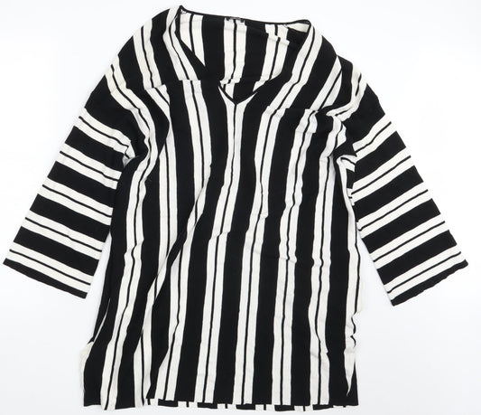 Oltre Womens White Striped  Pullover Sweatshirt Size XL