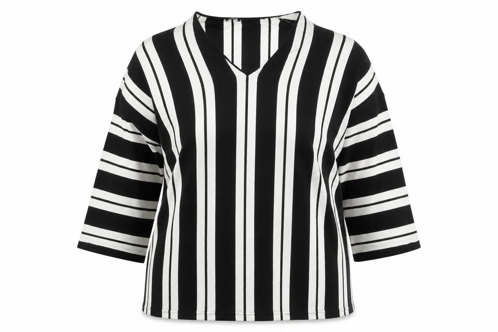 Oltre Womens White Striped  Pullover Sweatshirt Size XL