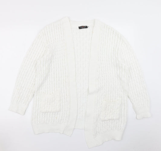 Choice Womens White  Knit Cardigan Jumper Size M