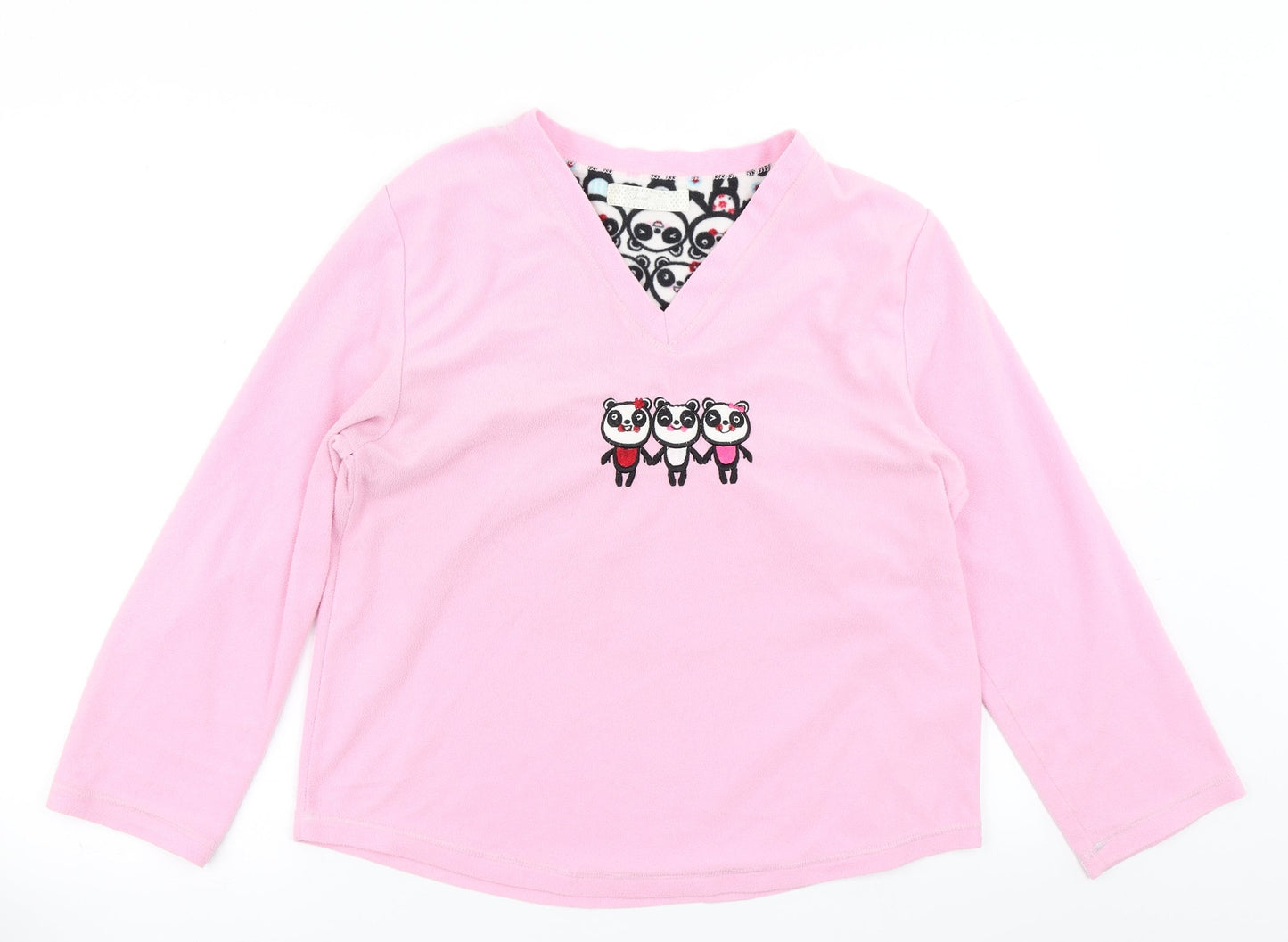 Secret Possesions Womens Pink Solid Fleece Top Pyjama Top Size M