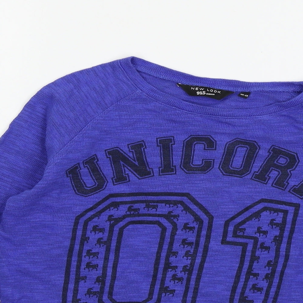 New Look Girls Blue Geometric Jersey Pullover Sweatshirt Size 10-11 Years  - Unicorn