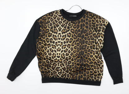Atmosphere Womens Black Animal Print Jersey Basic T-Shirt Size 8