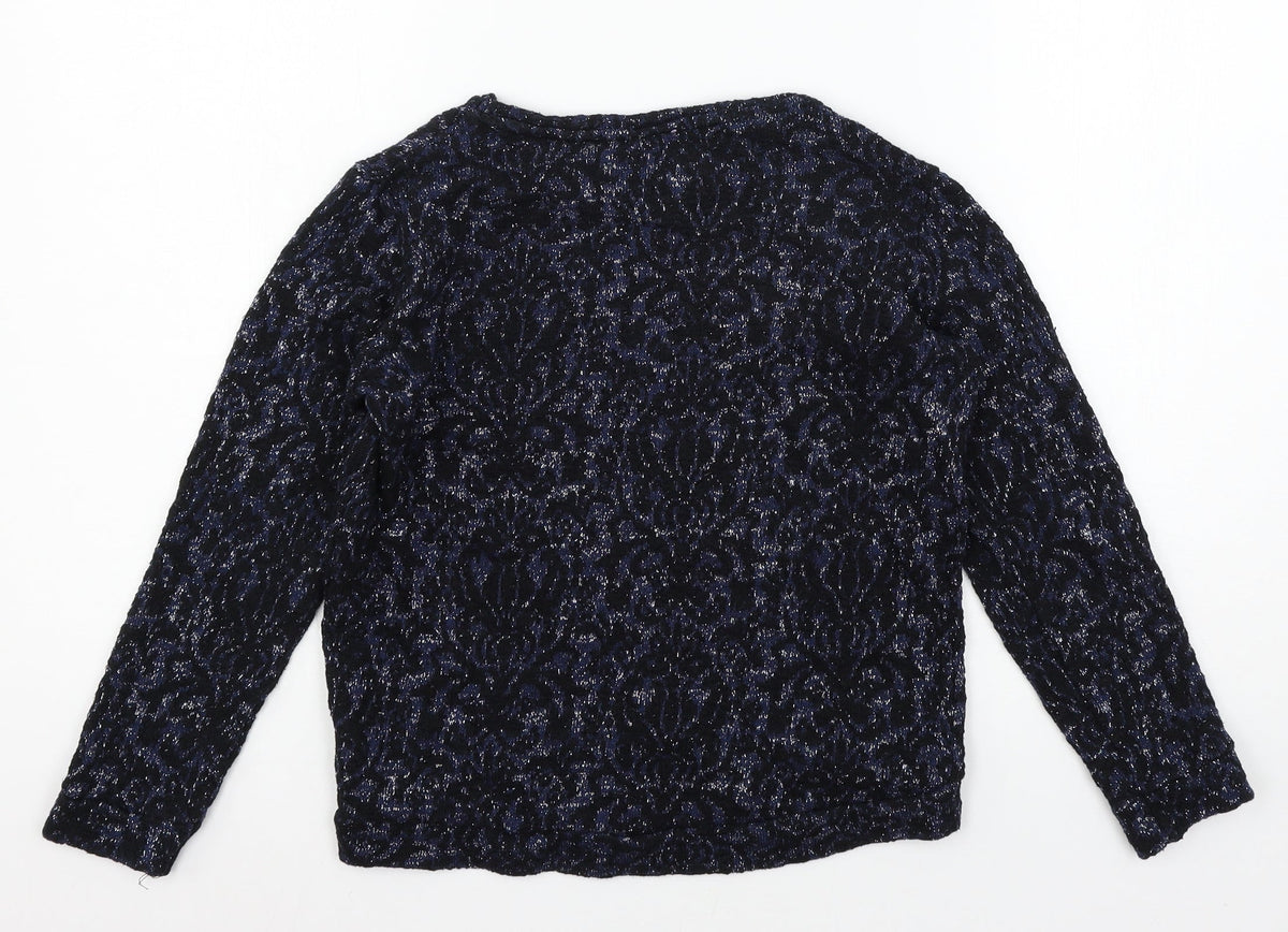 F&F Girls Blue Geometric Jersey Pullover Sweatshirt Size 10-11 Years