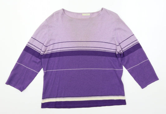 Planet Womens Purple Striped Knit Pullover Jumper Size L