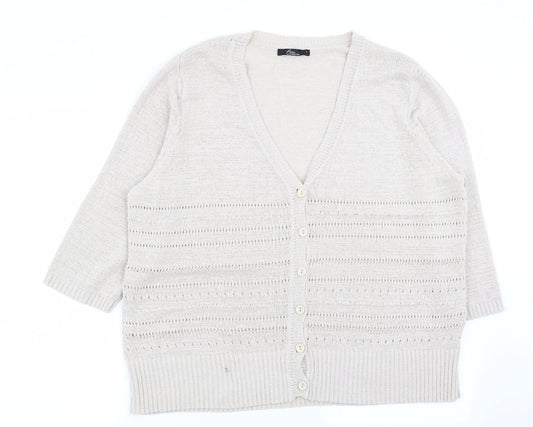 BM Womens Beige   Cardigan Jumper Size L
