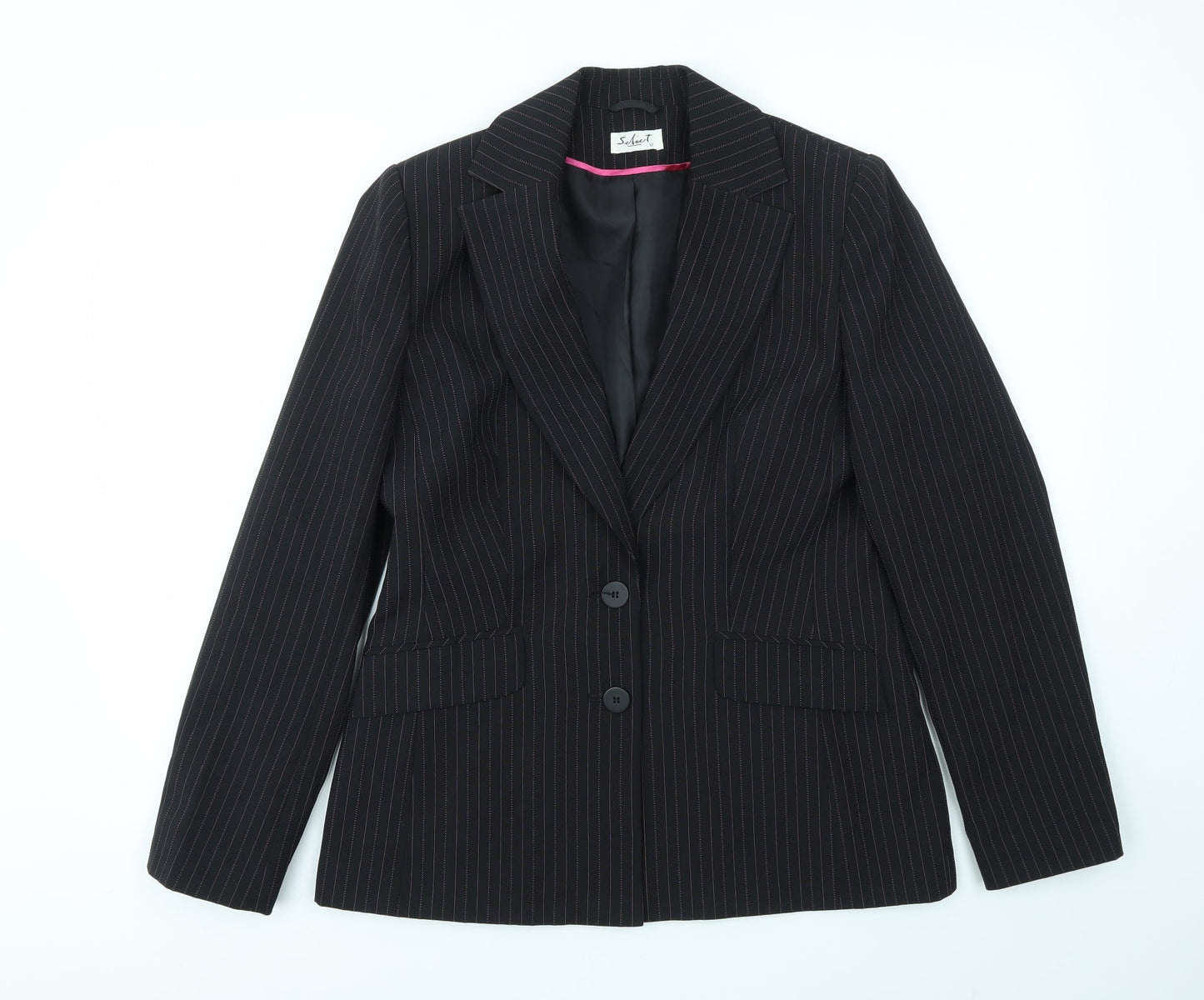 SELEIT Womens Black Striped  Jacket Blazer Size 12