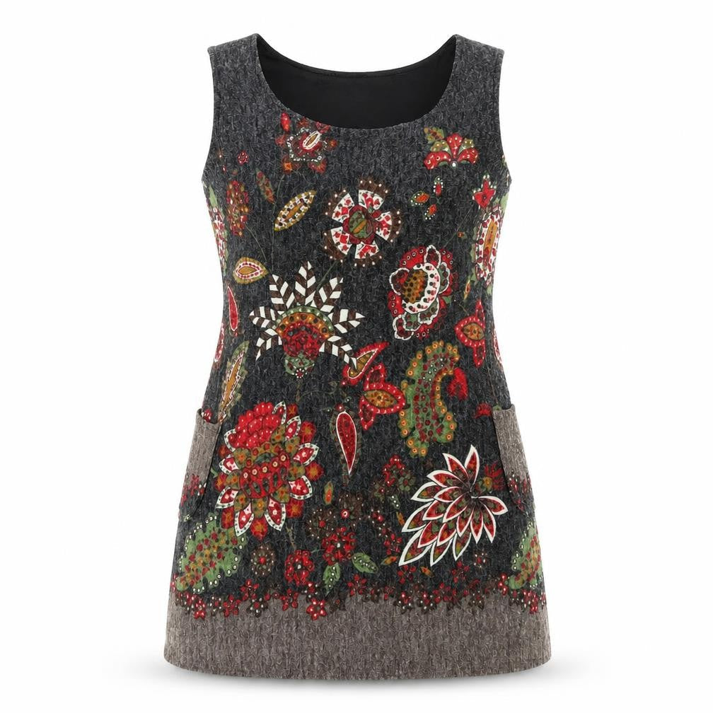 159 Ma Womens Black Floral  Tank Dress  Size S