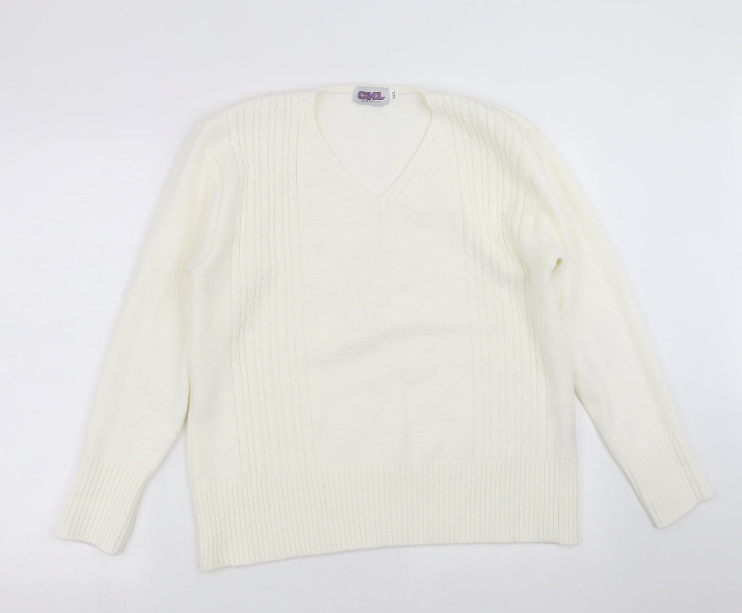 ckl Womens Ivory  Knit Pullover Jumper Size M