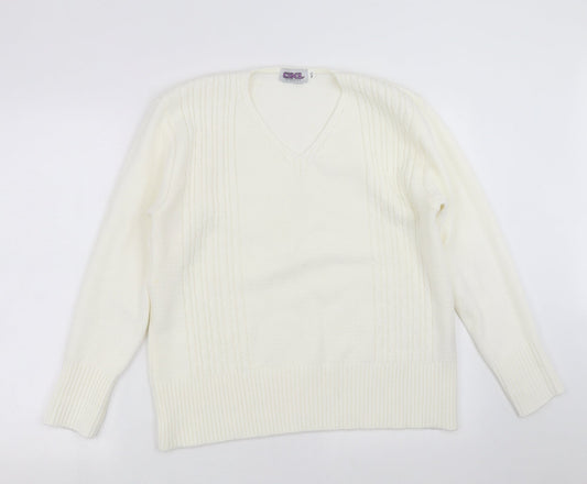 ckl Womens Ivory  Knit Pullover Jumper Size M