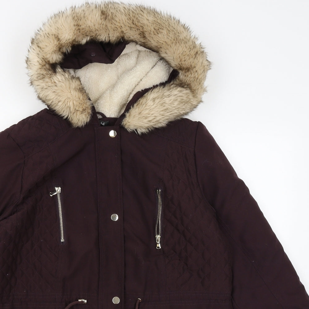 Bonmarché Womens Purple Rain Coat Coat Size 12