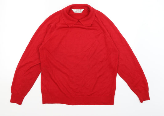 M&S Womens Red   Pullover Jumper Size 12