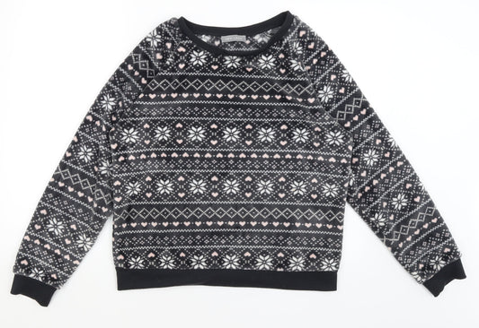 New Look Womens Black Geometric  Pullover Jumper Size 12