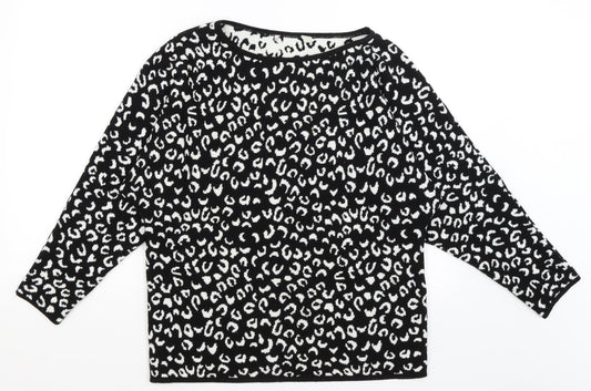 George Womens Black Animal Print  Pullover Jumper Size M
