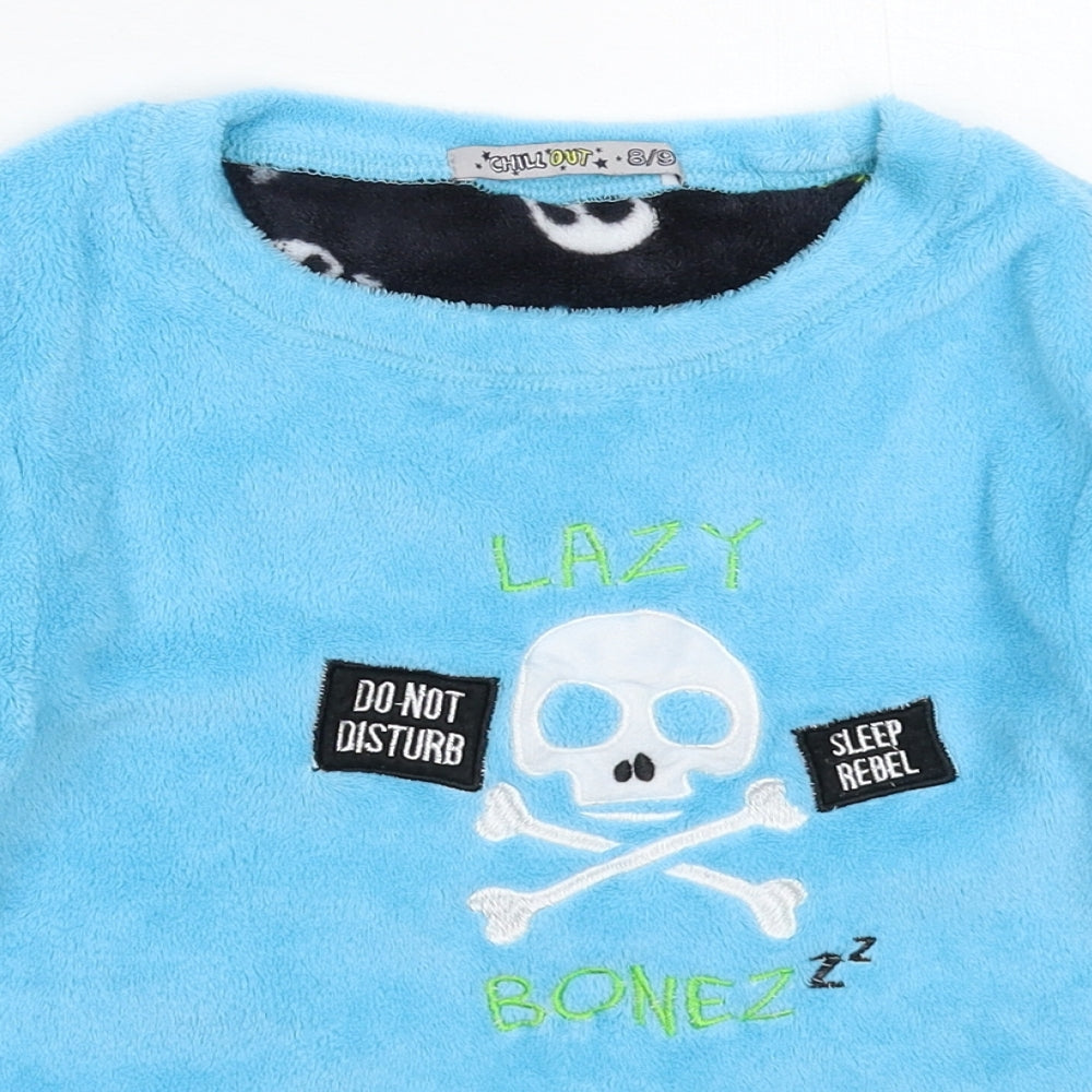 Chill Out Boys Blue Solid Fleece  Pyjama Top Size 8-9 Years