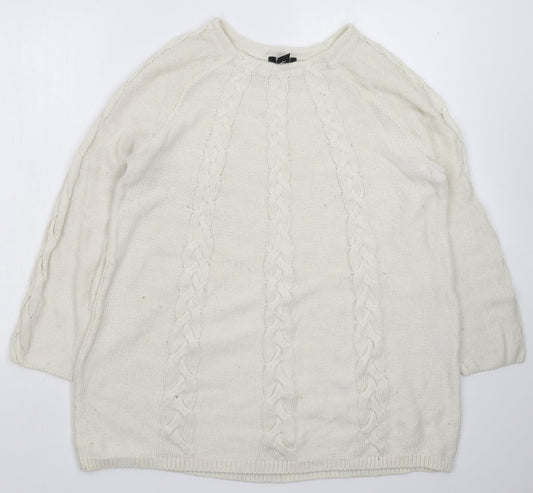 H&M Womens White  Knit Pullover Jumper Size M