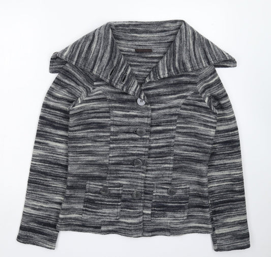 Principles Womens Grey Striped Knit Cardigan Jumper Size 12