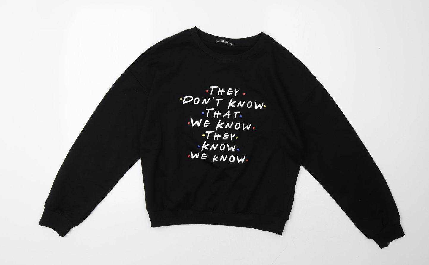 SheIn Womens Black   Pullover Sweatshirt Size S