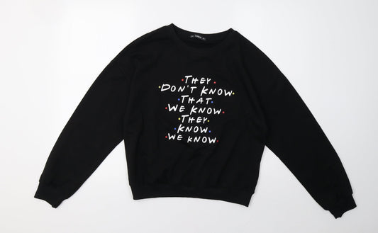 SheIn Womens Black   Pullover Sweatshirt Size S