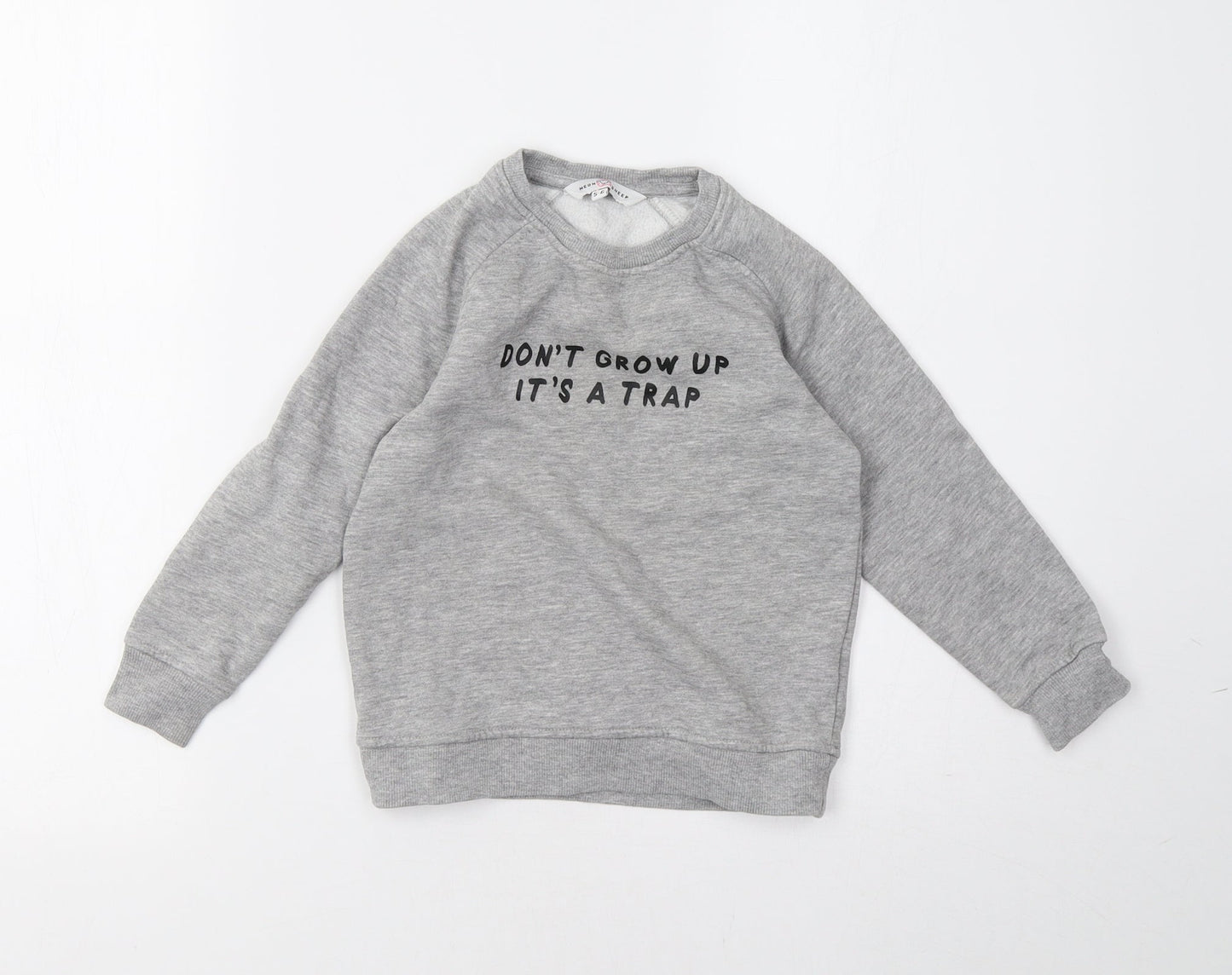 neon sheep Girls Grey   Pullover Sweatshirt Size 5-6 Years